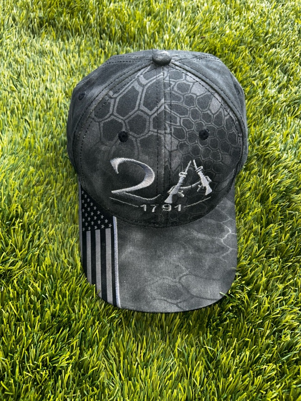 Back Beat Co. Black Gray '2A 1791' Tactical Flag Baseball Cap